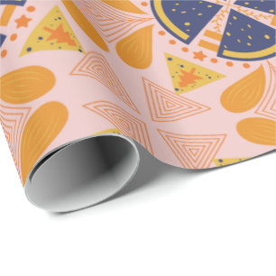 Abstract orange and pink geometric pattern wrapping paper