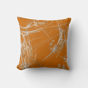 Abstract Orange and White Fractal Pillow