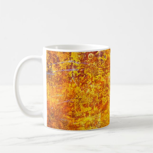 Abstract orange background texture concrete wall,  coffee mug (Left)