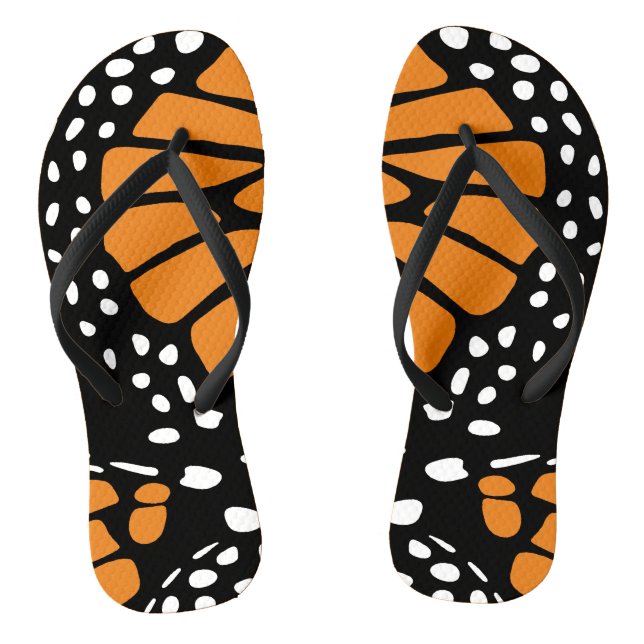 Abstract Orange & Black Monarch Butterfly Flip Flops (Footbed)