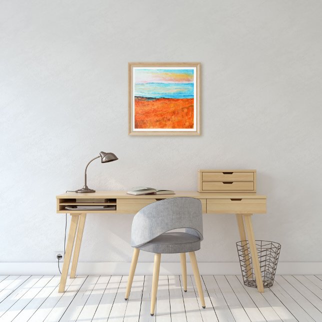 Abstract Orange Blue Beach Painting Poster (Creator Uploaded)