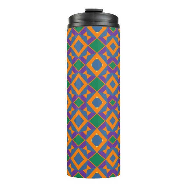 Abstract Orange Blue Purple Pattern with Diamonds Thermal Tumbler (Front)