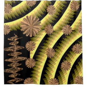 abstract orange circles black showercurtain