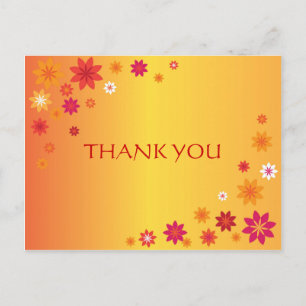 Abstract Orange Flowers Thank You Postcard