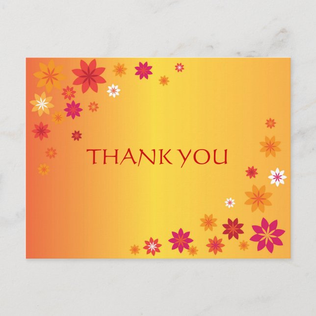 Abstract Orange Flowers Thank You Postcard (Front)