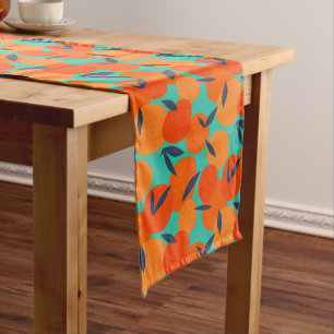Abstract Orange Fruit Pattern Medium Table Runner