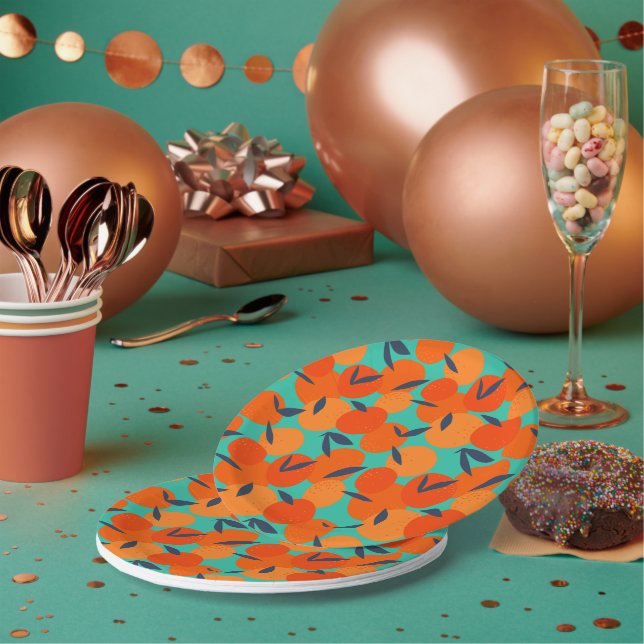 Abstract Orange Fruit Pattern Paper Plate (Multi)