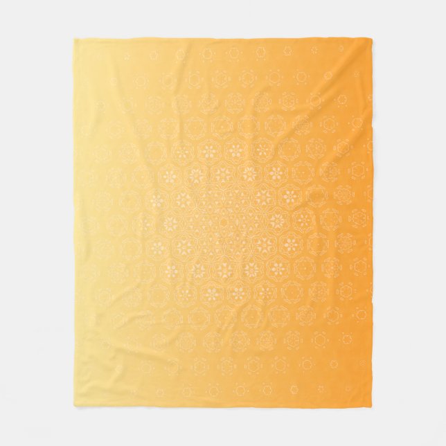 Abstract orange generative floral morph pattern fleece blanket (Front)