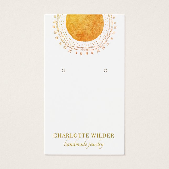 Abstract Orange Gold Sun Foil Earring Display Card (Front)