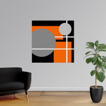 Abstract Orange Gray Black White