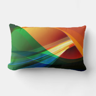 Abstract Orange Green Lumbar Pillow