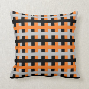 Abstract Orange, Grey and Black Throw Pillow