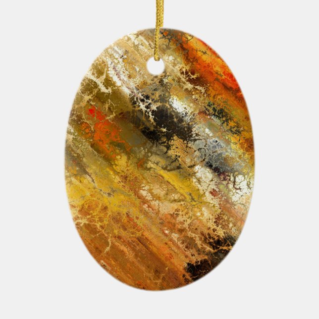 Abstract Orange Grunge Design Ceramic Ornament (Front)