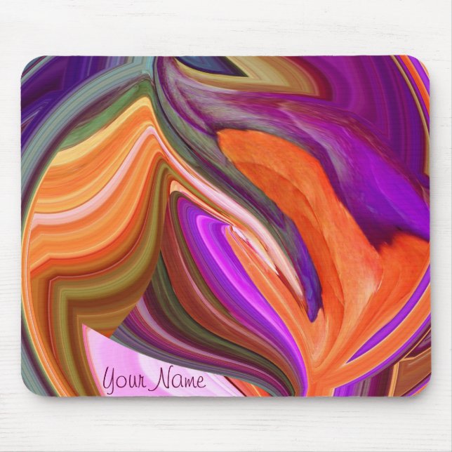 Abstract Orange Leaf Art Mousepad *personalize* (Front)