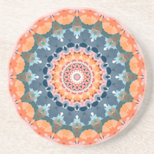 Abstract Orange Mandala Coaster