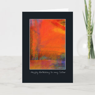Abstract Orange Painting Birthday Card for Sister