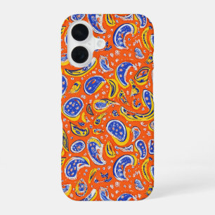 Abstract Orange Paisley Pattern iPhone 16 Case