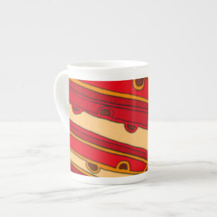 Abstract Orange Panels Bone China Mug