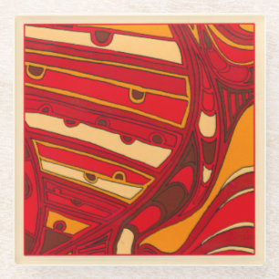Abstract Orange Panels Glass Coaster