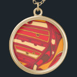 Abstract Orange Panels Gold Plated Necklace<br><div class="desc">A surrealist dream,  these brightly coloured abstract orange panels look like melted wax flowing through a canvas. A Jennifer Goldberger creation,  this work is amazing in its imaginative use of colour and lines. Order yours today!</div>