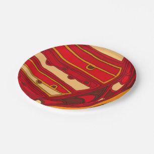 Abstract Orange Panels Paper Plate