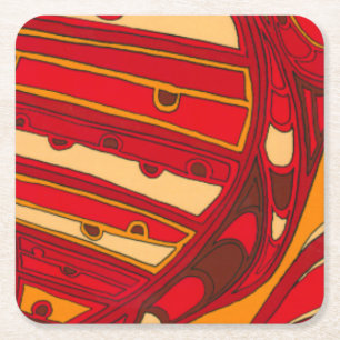 Abstract Orange Panels Square Paper Coaster