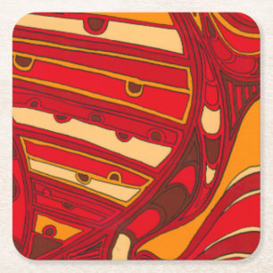 Abstract Orange Panels Square Paper Coaster