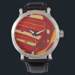 Abstract Orange Panels Watch<br><div class="desc">A surrealist dream,  these brightly coloured abstract orange panels look like melted wax flowing through a canvas. A Jennifer Goldberger creation,  this work is amazing in its imaginative use of colour and lines. Order yours today!</div>