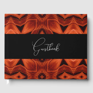 Abstract Orange Pattern Custom Wedding Guest Book