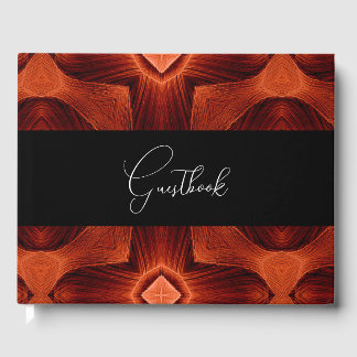 Abstract Orange Pattern Vintage Wedding Guest Book