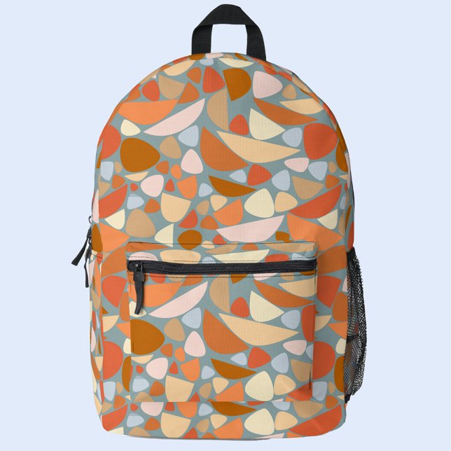 Abstract Orange Peach Pattern Printed Backpack (Orange abstract pattern modern backpack)