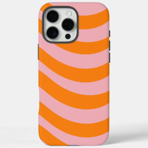 Abstract Orange Pink Retro Wavy Stripe Bold Modern iPhone 16 Pro Max Case
