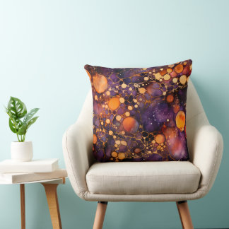 ABSTRACT ORANGE PURPLE BLACK HALLOWEEN THROW PILLOW