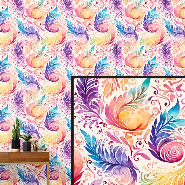 Abstract Orange Purple Blue Floral Paisley  Wallpaper (Creator Uploaded)