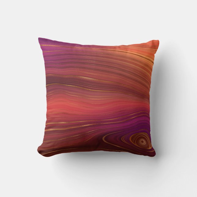Abstract Orange Purple Red Gold Pattern Throw Pillow (Front)