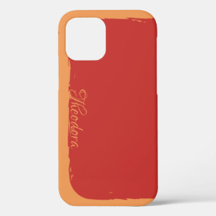 Abstract Orange Red and White Text iPhone 12 Case
