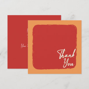 Abstract  Orange Red and White Text Thank You Card