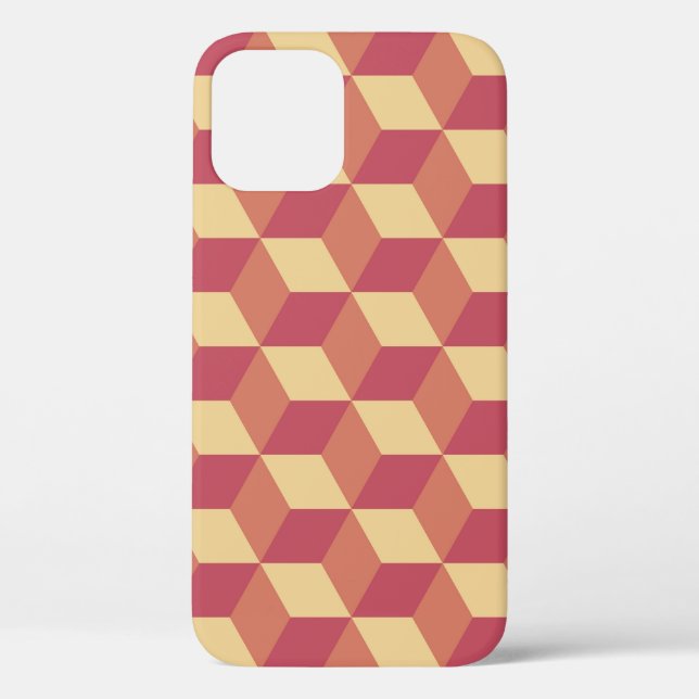 Abstract Orange Red Cube Pattern Case-Mate iPhone Case (Back)