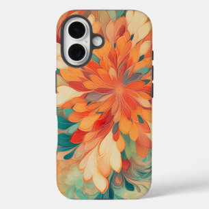 Abstract Orange, Red, Yellow, Teal Pattern iPhone 16 Case