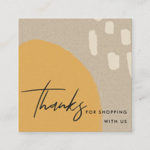 ABSTRACT ORANGE RUST KRAFT SCANDI THANK YOU LOGO SQUARE BUSINESS CARD