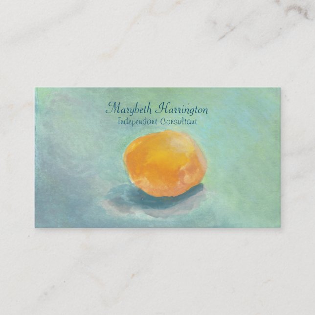 Abstract Orange Sphere Still Life in Watercolor Business Card (Front)