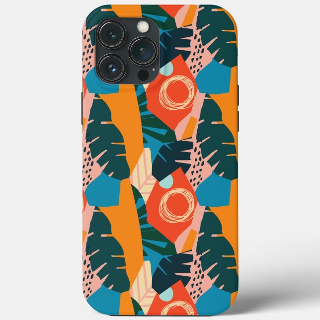 Abstract Orange Summer Tropical Leaves  Case-Mate iPhone Case (Back)