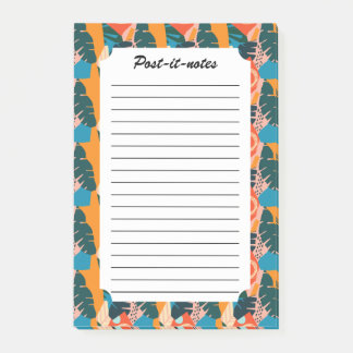Abstract Orange Summer Tropical Leaves Post-it Notes