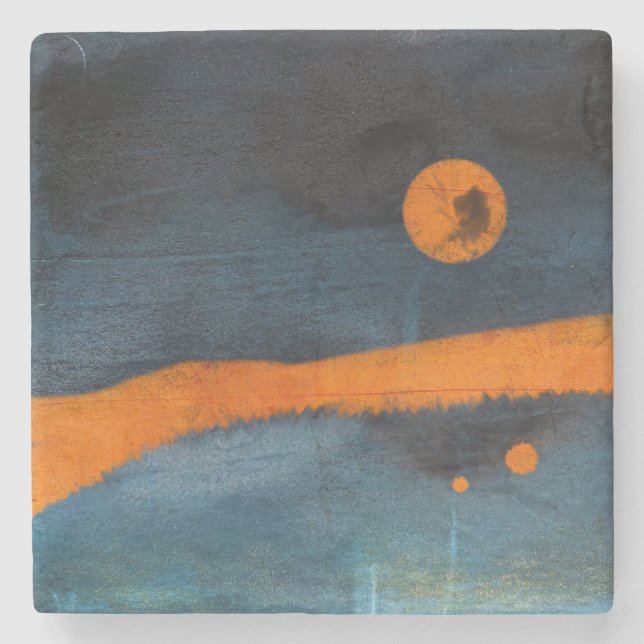Abstract Orange Sun Stone Coaster (Front)
