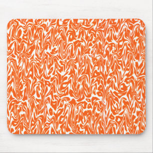 Abstract Orange & White Swirl Mouse Pad