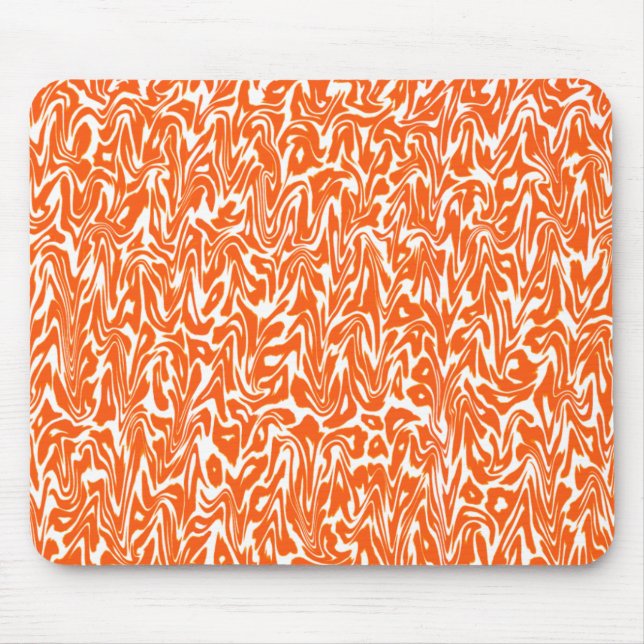 Abstract Orange & White Swirl Mouse Pad (Front)