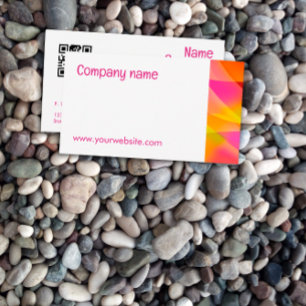 Abstract orange yellow fuchsia QR Business Card