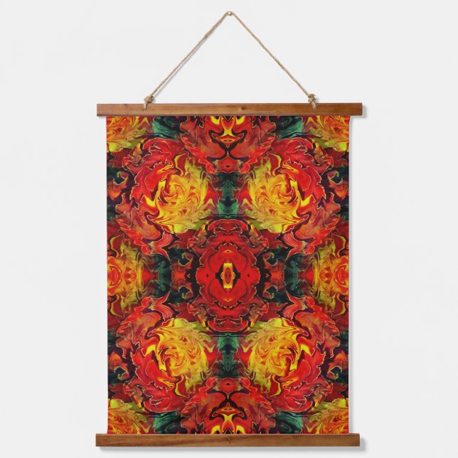 Abstract Orange Yellow Green Pattern     Hanging Tapestry (Front)