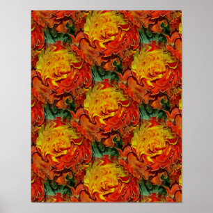 Abstract Orange Yellow Green Pattern Poster