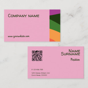Abstract orange yellow green pink QR Business Card